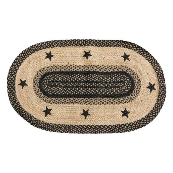 VHC Brands - 36 New Country Black Star woven Rug - 48 inch